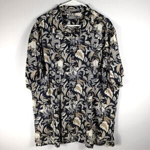 Cremieux Signature XL Floral Button Shirt Black Tan Lyocell Cotton Blend Soft